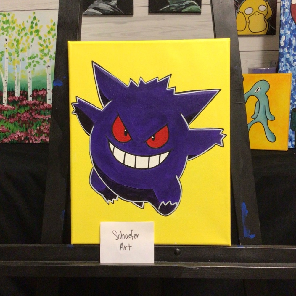 Gengar Pokémon painting - Gamer Wall Decor - Fun Art